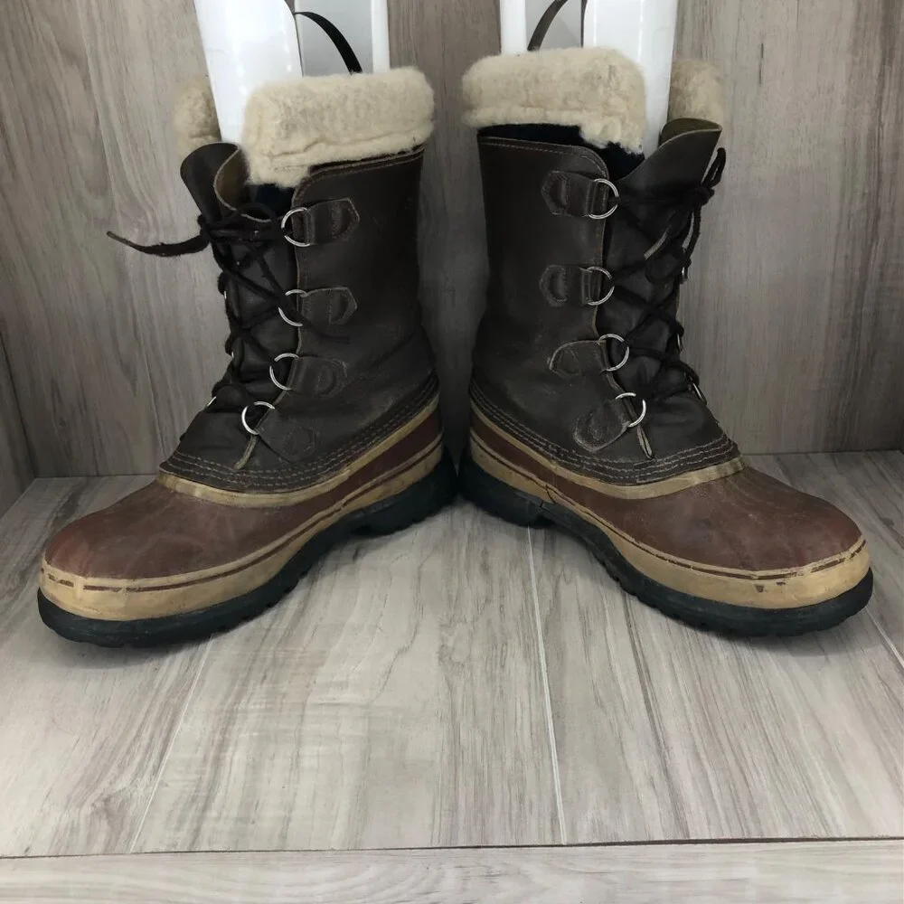 Kaufman Boots Mens 9 Brown Leather Duck Boot Winter Lined Lace Up